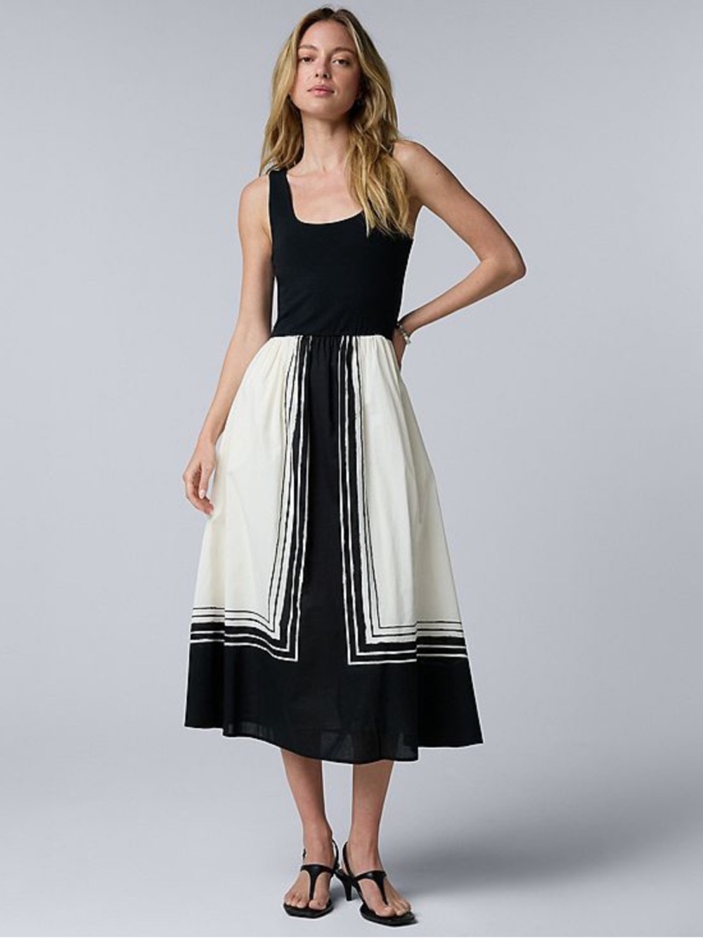 Simply Vera Vera Wang Mixed Media Midi Dress Petite Medium NWT